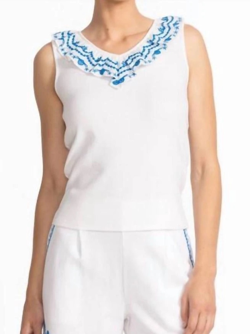 Johnny Was Embroidered Flutter Tank Top Daria